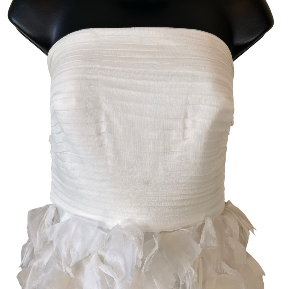 Tadashi Shoji SILK Strapless Ruffle Skirt Silk Chiffon Swan Dress Style OC487M - Picture 2 of 14